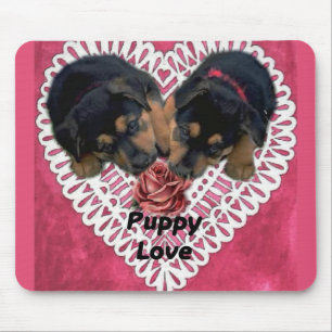 Rottweiler Puppy Love Valentines Mouse Pad