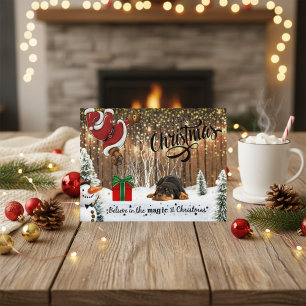 Rottweiler Puppy & Santa Christmas  Holiday Postcard