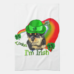 Rottweiler Puppy St Pattys Kitchen Towel