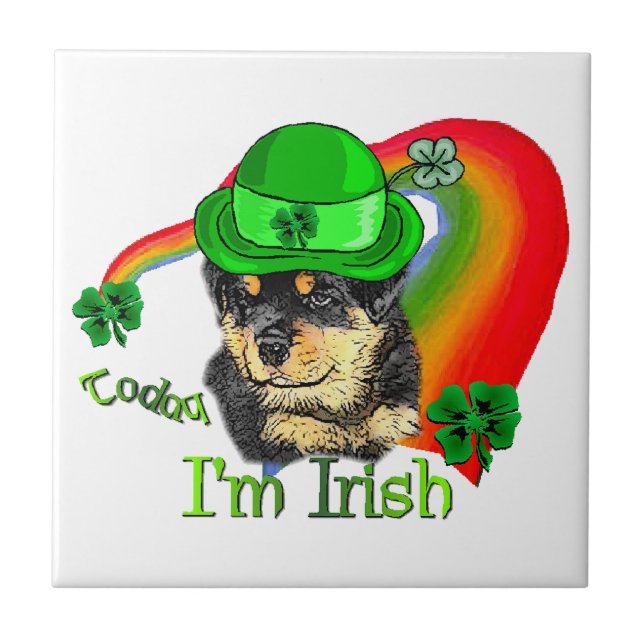 Rottweiler Puppy St Pattys Tile (Front)