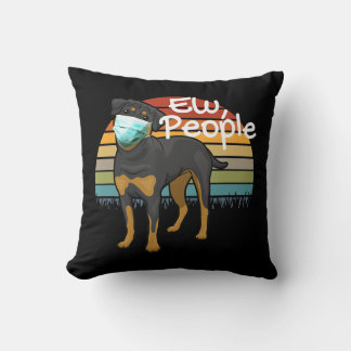 Rottweiler Puppy with Mask - People - Rottweiler Throw Pillow