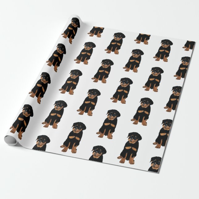 Rottweiler Puppy Wrapping Paper (Unrolled)