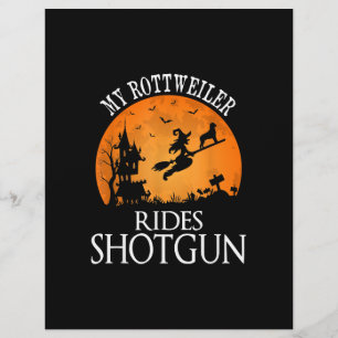 Rottweiler Rides Shotgun Dog Lover Halloween Party Letterhead