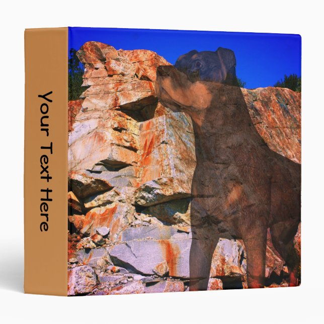 Rottweiler Rock Cliff Fantasy Art Personalized Binder (Front/Spine)