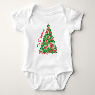Rottweiler Rottie Dog Bauble Christmas Tree Red Baby Bodysuit