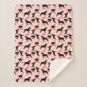Rottweiler Rottie Dog Pattern Pink Sherpa Blanket