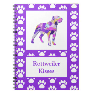 Rottweiler Rottie Dog Silhouette Paw Purple PY&B Notebook