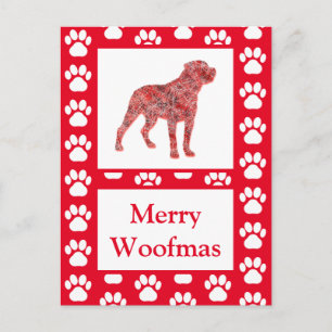 Rottweiler Rottie DogSilhouette RedMerry Christmas Postcard