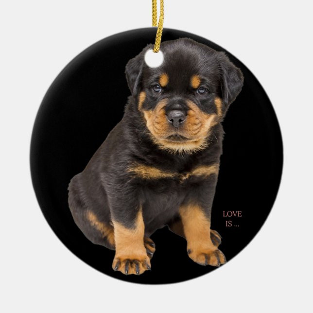 Rottweiler Rottie Mom Dog Dad Tee Love Pet Puppy Ceramic Ornament (Front)