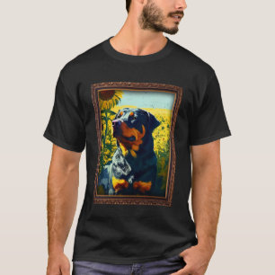 Rottweiler Rottie Painting Sunflower Flower Mom Wo T-Shirt