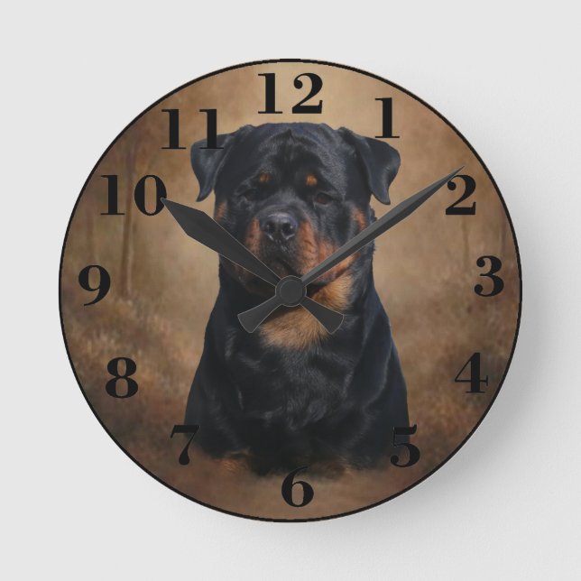 Rottweiler Round Clock (Front)
