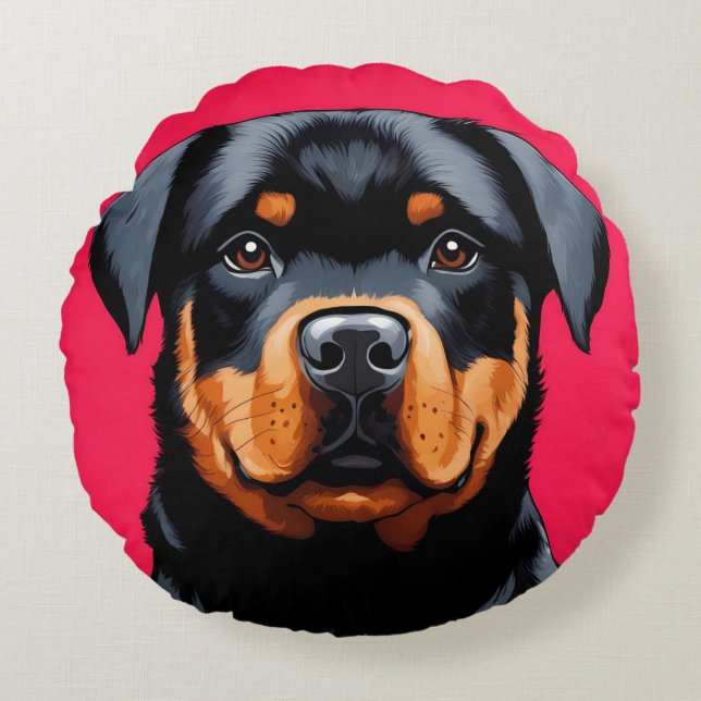 Rottweiler Round Pillow (Front)