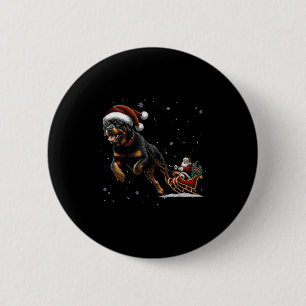 Rottweiler Santa Christmas Tree Lights Ugly Pajama 2 Inch Round Button