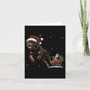 Rottweiler Santa Christmas Tree Lights Ugly Pajama Card