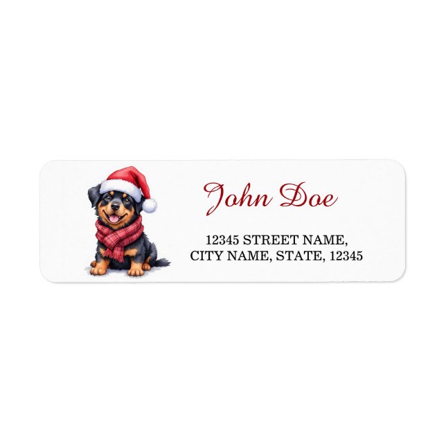 Rottweiler Santa Hat Christmas Return Address (Devant)