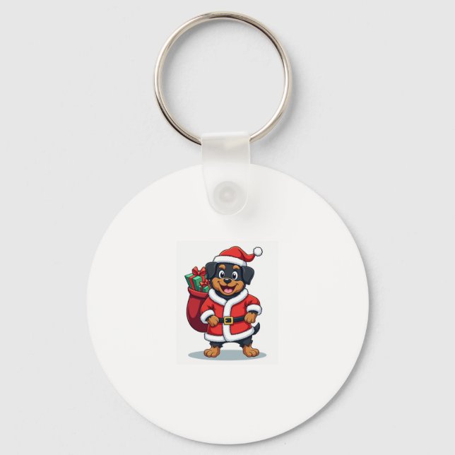 Rottweiler Santa�s Helper Keychain (Front)