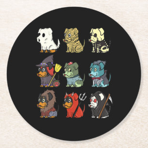 Rottweiler Scary Costumes Funny Dog Halloween Gift Round Paper Coaster