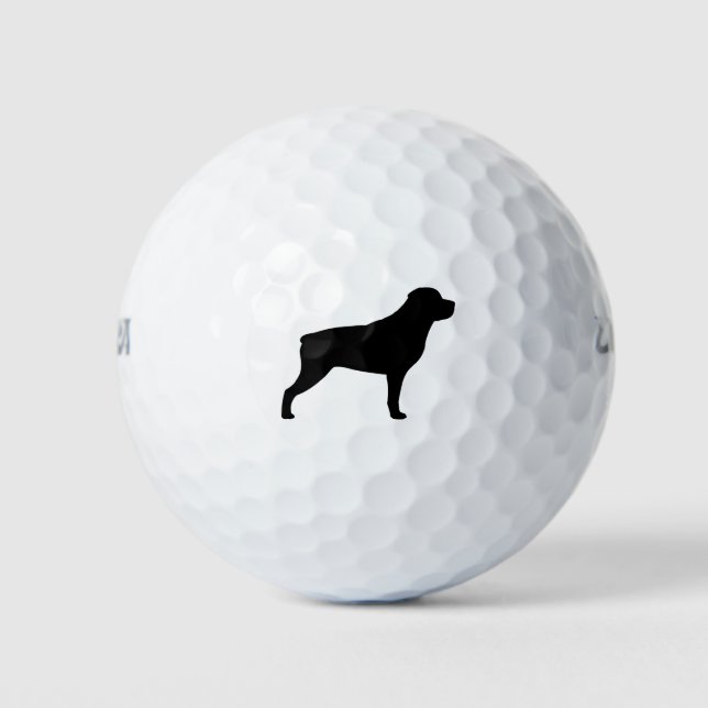 Rottweiler Silhouette Golf Balls (Front)