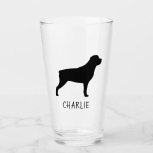 Rottweiler Silhouette Personalized Rottie Lover's Glass