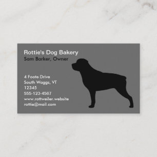 Rottweiler Silhouette Rottie Dog Grey and Black Business Card
