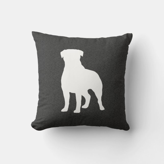 Rottweiler Silhouette Throw Pillow (Front)
