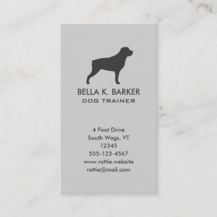 Rottweiler Silhouette Vertical Rottie Pet Dog Business Card