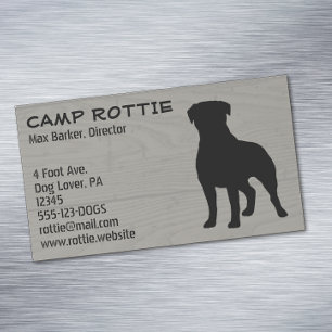 Rottweiler Silhouette Wood Style Magnetic Business Card