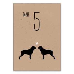 Rottweiler Silhouettes Dogs Wedding Reception Table Number