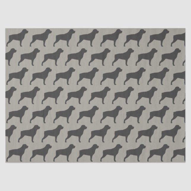Rottweiler Silhouettes Pattern Grey Tissue Paper (Front)