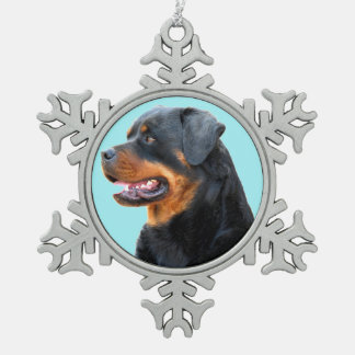 Rottweiler Snowflake Pewter Christmas Ornament