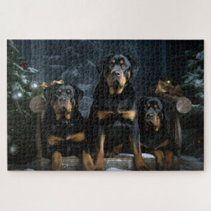 Rottweiler Snowy Sleigh Christmas Decor  Jigsaw Puzzle