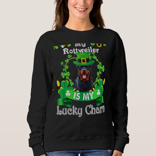 Rottweiler St Patrick's Day Irish Funny Dog Sweatshirt (Front)