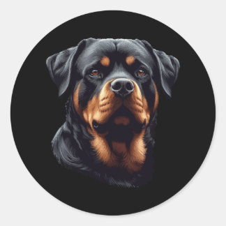 Rottweiler Stunning Dog Head Art  Classic Round Sticker