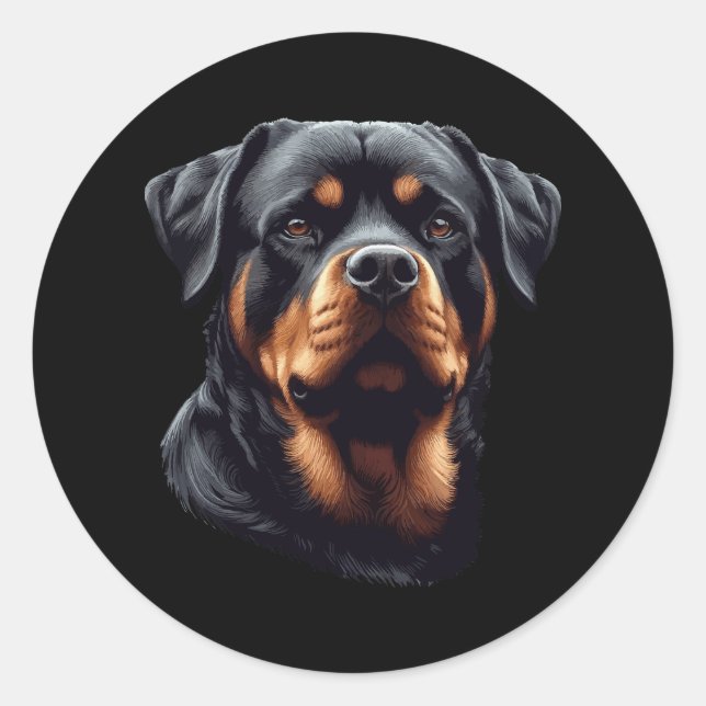 Rottweiler Stunning Dog Head Art  Classic Round Sticker (Front)