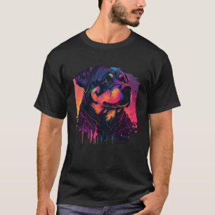 Rottweiler Synthwave 80s Retrowave Aesthetic T-Shirt