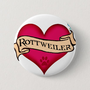 Rottweiler Tattoo Heart 2 Inch Round Button