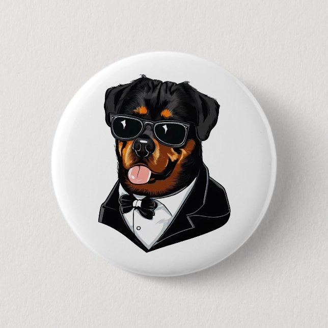 Rottweiler The Bodyguard 2 Inch Round Button (Front)