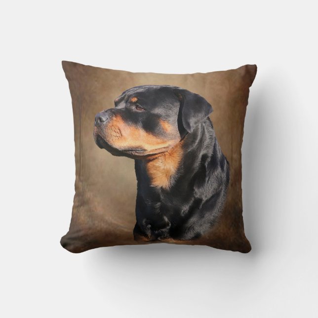Rottweiler Throw Pillow (Front)