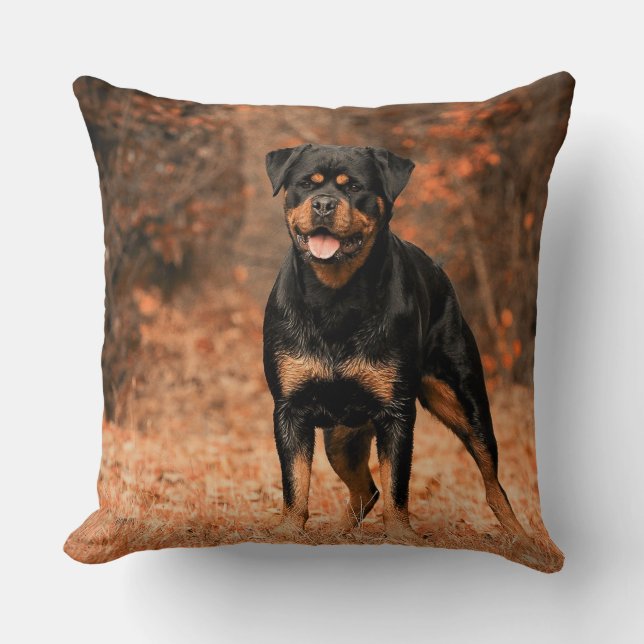 Rottweiler Throw Pillow (Front)