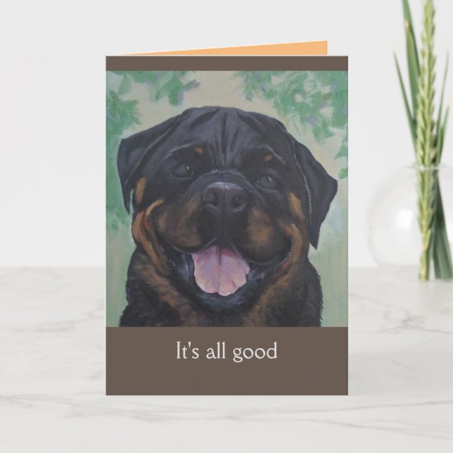 Rottweiler "Tout va bien" dans une carte vierge (Devant)