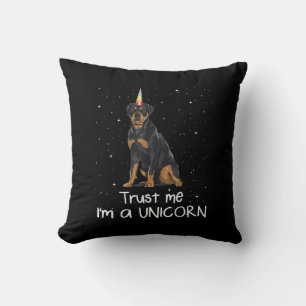 Rottweiler Trust Me Im A Unicorn Dog Throw Pillow