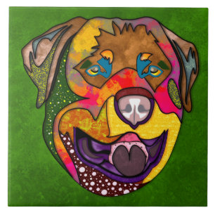 Rottweiler ugly dog face ceramic tile