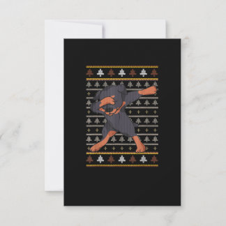 Rottweiler Ugly Sweater Christmas Dog Dab Dance RSVP Card