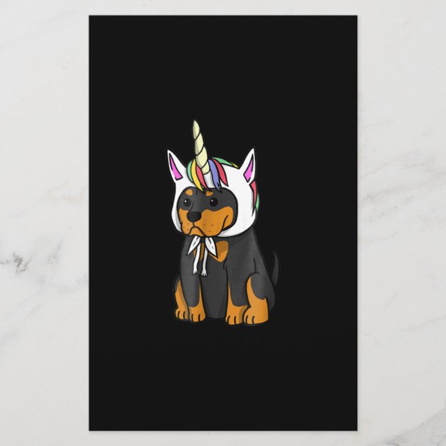 Rottweiler Unicorn Dog Stationery (Front)