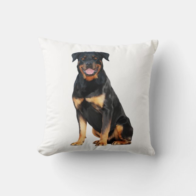 Rottweiler Water Colour Art Painting Throw Pillow (Front)