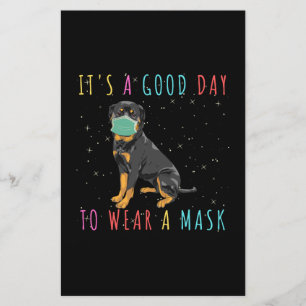 Rottweiler Wear A Mask Funny Its A Good Day To Wea Stationery