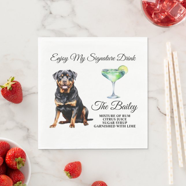 Rottweiler Wedding Signature Drink Napkin (Insitu)