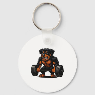 Rottweiler Weightlifting Bodybuilder Workout Gym D Keychain