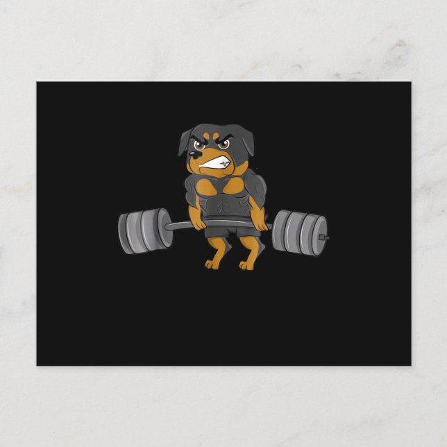 Rottweiler Weightlifting Bodybuilding  Dog Postcard (Front)