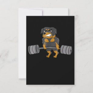 Rottweiler Weightlifting Bodybuilding Dog RSVP Card